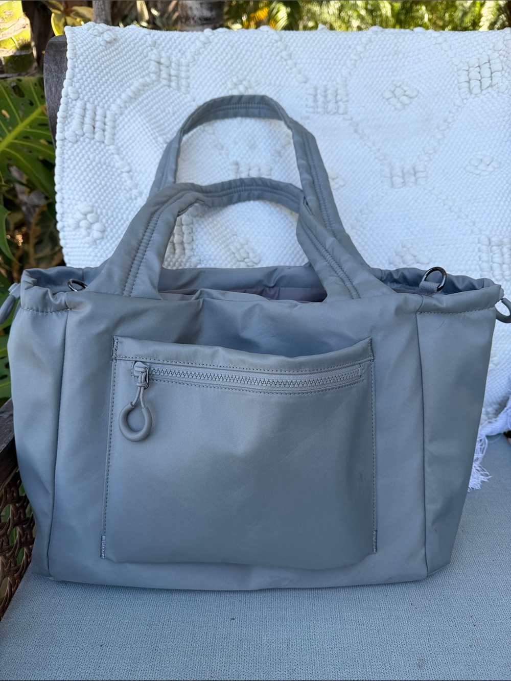 HOBO Gray Nylon Tote with Front Zip Pocket